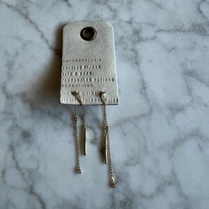 Anthropologie Gold Chain Bar Earrings